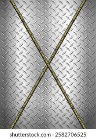 Crime scene tape on metal background. Vector illustration.