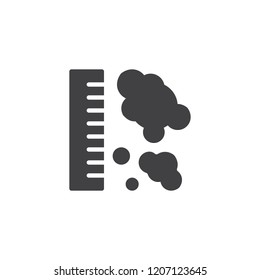 Crime scene vector icon. filled flat sign for mobile concept and web design. Blood stains and ruler simple solid icon. Symbol, logo illustration. Pixel perfect vector graphics