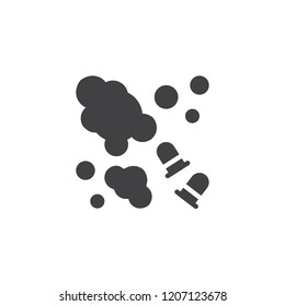Crime scene vector icon. filled flat sign for mobile concept and web design. Blood spatters and bullets simple solid icon. Symbol, logo illustration. Pixel perfect vector graphics
