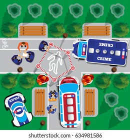 Crime scene. View from above. Vector illustration.