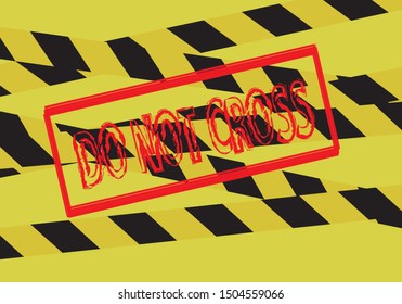 Crime scene yellow tape with DO NOT CROSS text. 