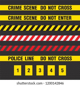 Crime Scene Yellow Tape, Police Line Do Not Cross Tape. 