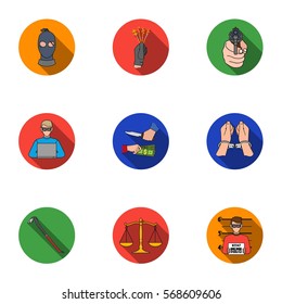 Crime set icons in flat style. Big collection of crime vector symbol stock illustration