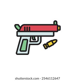 Ilustración vectorial de icono de tiroteo de delito