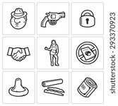 Crime and the slave trade icons set. Vector Illustration.
Isolated Flat Icons collection on a white background for design