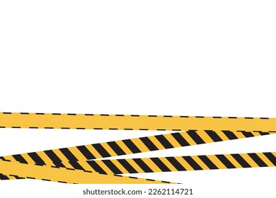 Crime stripe tape. Police danger caution yellow barrier vector. Not cross security lines. incident illustration, dangerous scene. criminal case on white background vector concept