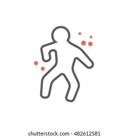 Crime Victim Icon In Flat Color Style. Science Investigation Human Body Evidence