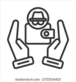 Icono de la cartera del crimen. Ilustración de contorno de Vector simple