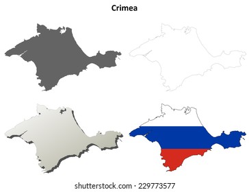 Crimea blank outline map set - Russian version