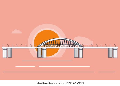 Crimea Bridge.Sunset Landscape.