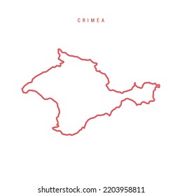 Crimea editable outline map. Crimean red border. Country name. Adjust line weight. Change to any color. Vector illustration.