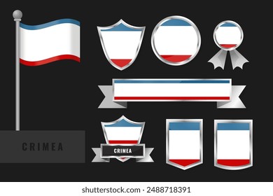 Crimea flag set. Collection of Crimea national emblems. Flat design of flags collection