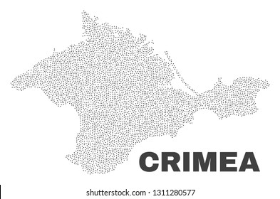 Crimea map designed with little dots. Vector abstraction in black color is isolated on a white background. Random little points are organized into Crimea map.