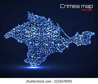 Mapa de Crimea de partículas brillantes, ilustración de neonatos vectoriales
