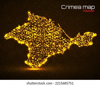 Crimea map with glowing particles, neon vector illustration