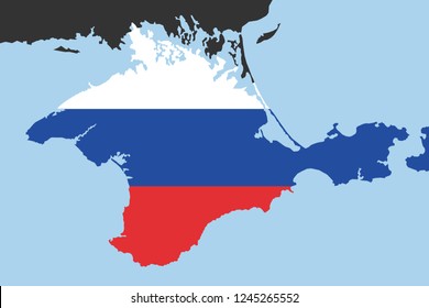 Crimea as part of Russia - peninsula as Russian territory and country after annexation and expansive takeover. Vector ilustration