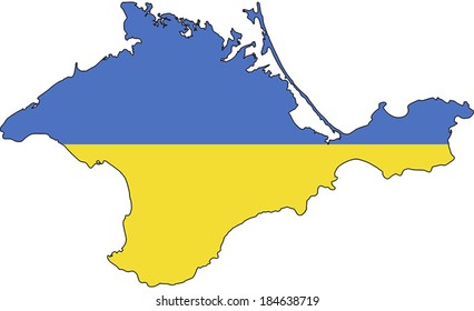 Crimea peninsula with the Ukrainian flag