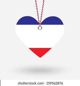 Crimea Republic flag in the shape of a heart with hang tags