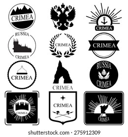  crimea. retro vintage insignias or logotypes set. vector design element