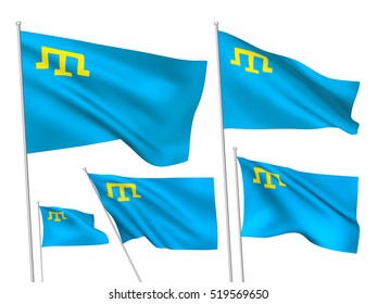 Crimea vector flags. A set of 5 wavy 3D flags created using gradient meshes