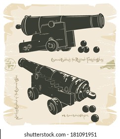 Crimean cannons with nuclei, vector