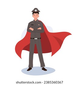 Crimefighter concept. Thai Police Officer as Superhero