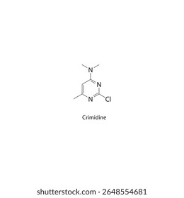 Estrutura esquelética de crimidina. Ilustração esquemática do composto rodenticida. Diagrama simples, fórmula química.