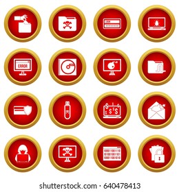 Criminal activity icon red circle set isolated on white background