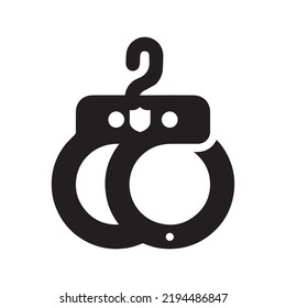 Criminal arrest handcuffs lock icon | Black Vector illustration |