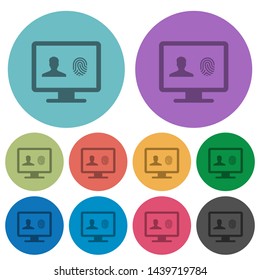 Criminal background check darker flat icons on color round background
