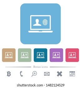 Criminal background check white flat icons on color rounded square backgrounds. 6 bonus icons included