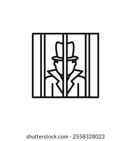 Criminal behind bars icon Symbol mark in Outline style