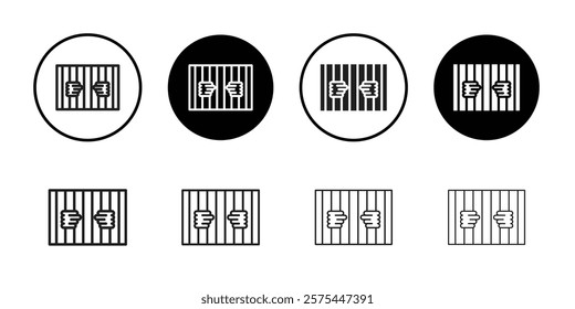 Criminal behind bars icon Thin line art collection