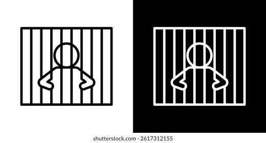 Criminal behind bars icon vector for web and mobile app. Symbol isolated.