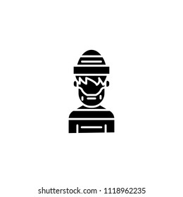 Criminal black icon concept. Criminal flat  vector symbol, sign, illustration.