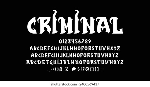 Criminal blackletter display font Best Alphabet Alphabet Brush Script Logotype Font lettering handwritten