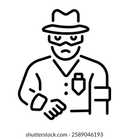 Criminal character icon in line style 