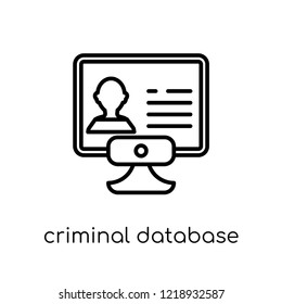 Criminal database icon. Trendy modern flat linear vector Criminal database icon on white background from thin line law and justice collection, editable outline stroke vector illustration