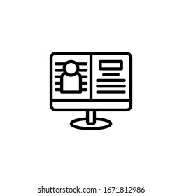 Criminal database icon vector in linear, outline icon isolated on white background