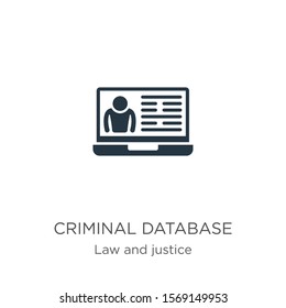 Criminal database icon vector. Trendy flat criminal database icon from law and justice collection isolated on white background. Vector illustration can be used for web and mobile graphic design, logo,