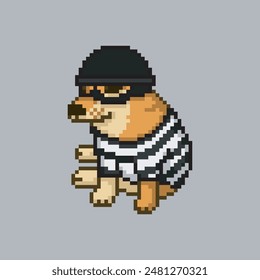 Criminal dog, pixel art meme