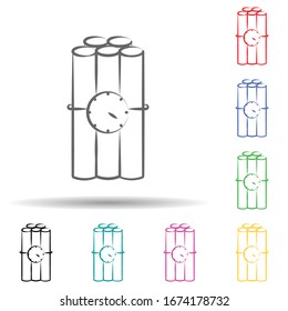 Criminal, dynamite multi color set icon. Simple thin line, outline vector of mafia icons for ui and ux, website or mobile application