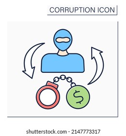 Criminal enterprise color icon. Group of people engaged in significant criminal activity.Drug cartels, racketeering enterprises.Gestapo.Corruption concept. Isolated vector illustration