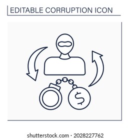 Criminal enterprise line icon. Group of people engaged in significant criminal activity.Drug cartels, racketeering enterprises.Gestapo.Corruption concept. Isolated vector illustration. Editable stroke