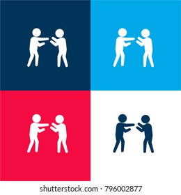 Criminal fighting with a person four color material and minimal icon logo set in red and blue