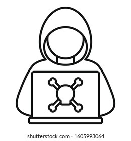 Criminal hacker icon. Outline criminal hacker vector icon for web design isolated on white background