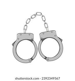 criminal handcuffs cartoon. police law, justice handcuff, prison jail criminal handcuffs sign. isolated symbol vector illustration