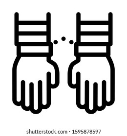 Criminal Hands In Irons Icon Vector. Outline Criminal Hands In Irons Sign. Isolated Contour Symbol Illustration