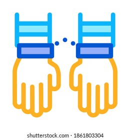 Vector De Icono De Manos Criminales En Hierro. Símbolo de esquema de mano criminal en hierro. Ilustración de símbolo de contorno aislado