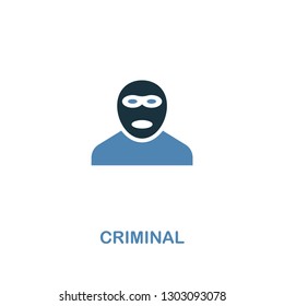 Criminal icon in 2 colors style design. Premium symbol from security icons collection. Pixel perfect Criminal icon for web ui and ux, apps, software usage.